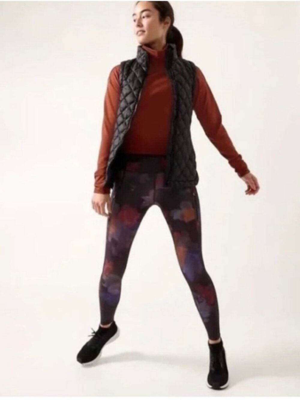 ATHLETA Women's EUC Rainier Printed Tight‎ "Night Bloom Black" | Size 2X - Picture 4 of 13